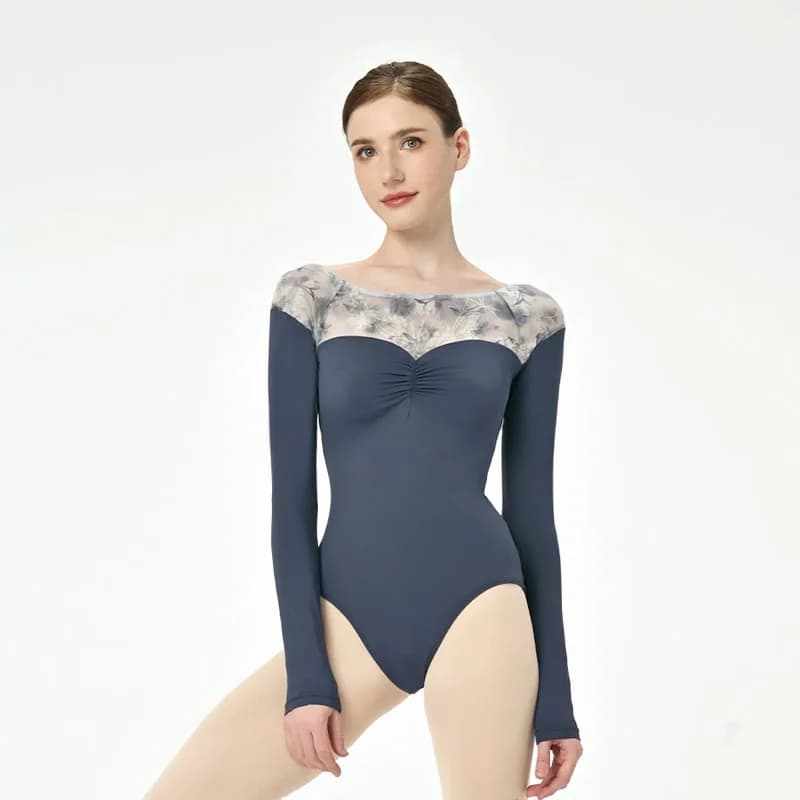 Nouveau justaucorps de Ballet à manches longues femmes col bateau ballerine Dancewear gymnastique ma