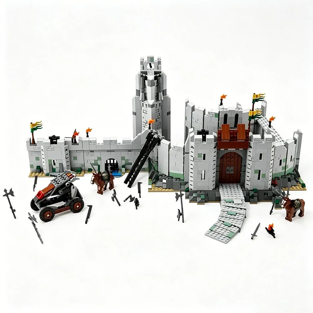 MOC 1368 pièces Château des Anneaux Chevalier La Bataille de Helm Deep Modèle de Tour de Château Blo
