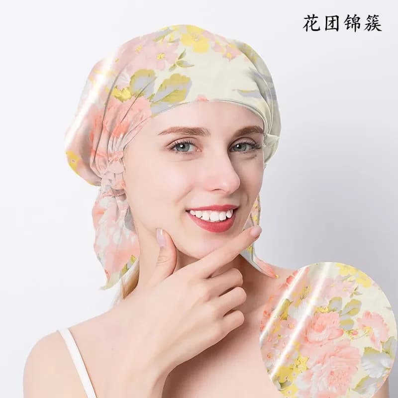 Bonnet de nuit en soie mûre 100% naturelle pour femmes et filles, bonnet enveloppant pour les cheveu