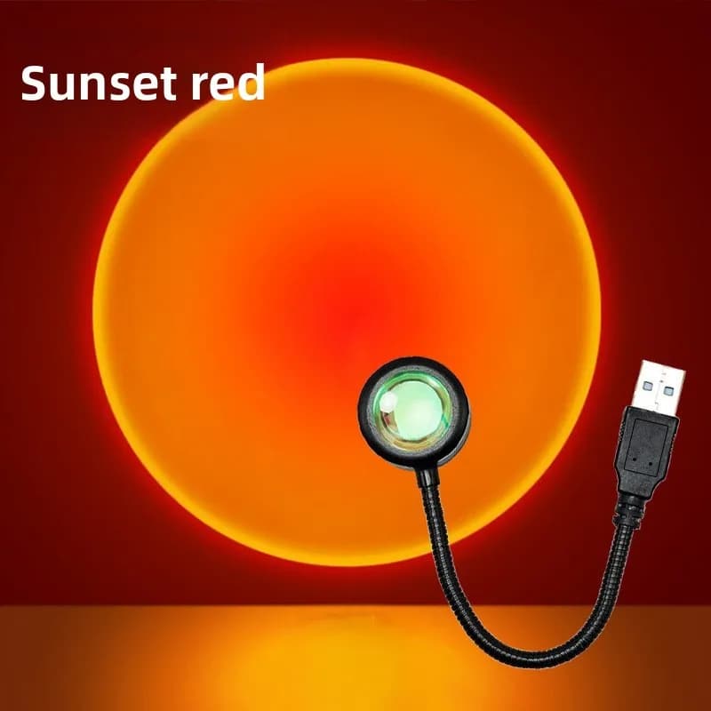 Projecteur de coucher de soleil, lampe d'ambiance alimentée par USB pour chambre à coucher, salon, d