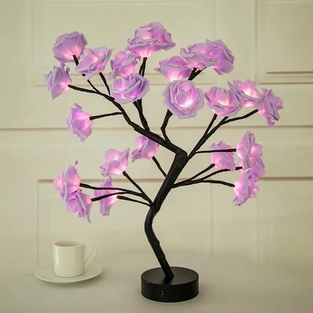 LED Rose fleur lampe de Table USB arbre de noël fée lumières veilleuses maison fête mariage chambre