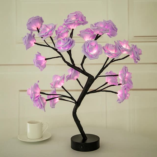 LED Rose fleur lampe de Table USB arbre de noël fée lumières veilleuses maison fête mariage chambre