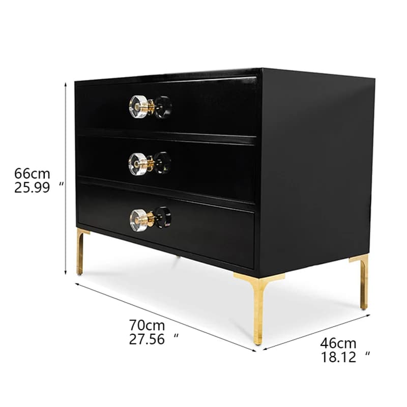 Armoire de chevet moderne en bois noir à 3 tiroirs, pour salon et chambre à coucher, rangement latér