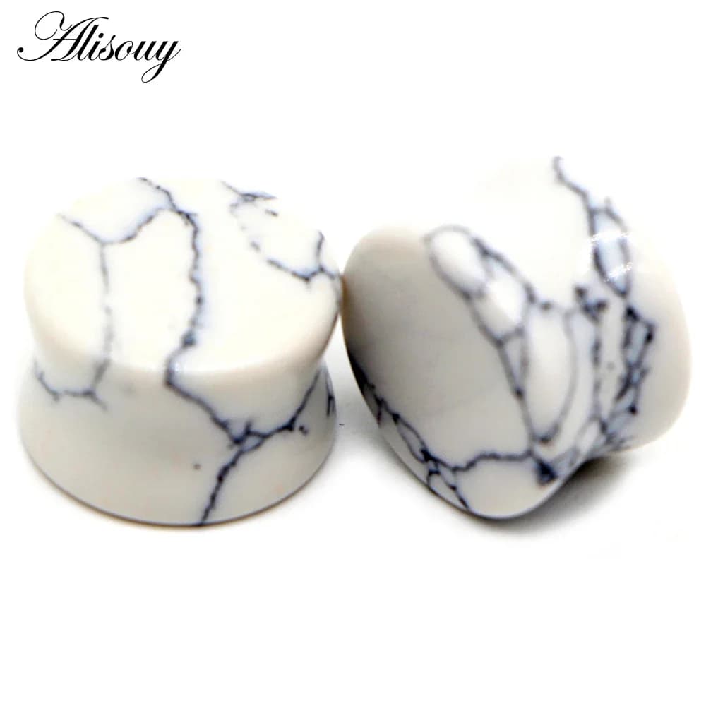 Alisouy-Bouchon d'oreille en pierre, piercing tunnel, jauges de boucle d'oreille, boucles d'oreilles