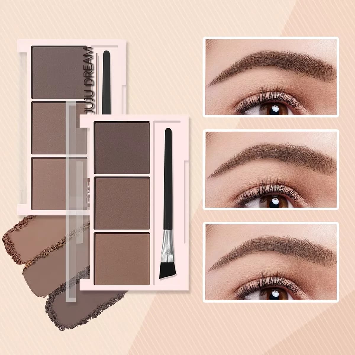 Poudre à sourcils tricolore ombre forme de sourcil tridimensionnelle imperméable et résistante à la