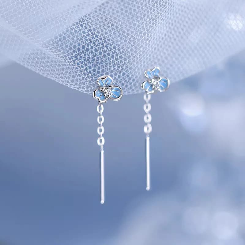 Boucles d'oreilles en argent Sterling 925, à la mode, simples et romantiques, fleur d'iris bleue, av