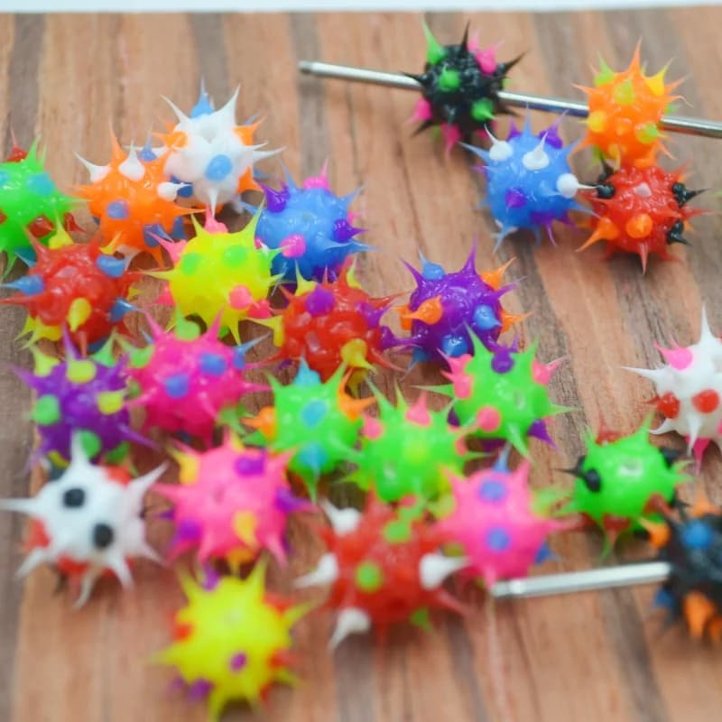 Lot de 100 perles Koosh à pointe, trou traversant, pour chaîne, bracelet, piercing corporel, accesso