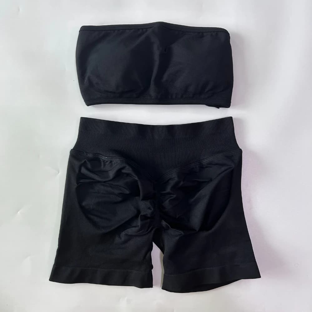Pericic 2 pièces ensemble de Yoga femmes dos nu Bandeau sport soutien-gorge Scrunch Shorts vêtements