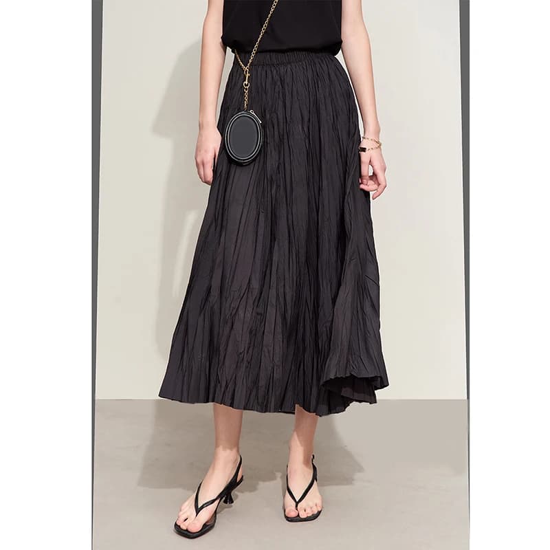 Amii-Jupes plissées minimalistes A-Line pour femmes, taille irrégulière, large ourlet, élastique, ét