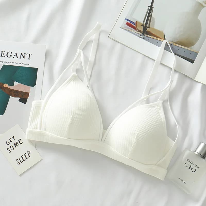 Soutien-gorge Push Up en coton pour femmes, Bralette à col en v profond, Lingerie Sexy, confortable,