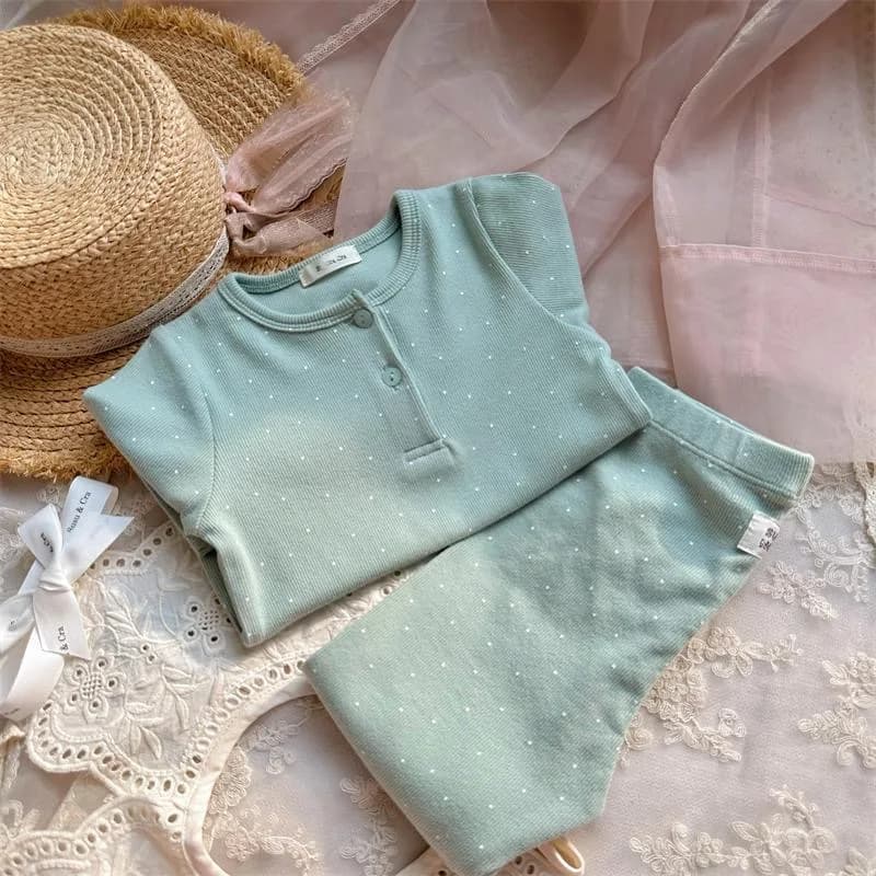 Pyjama de lit en coton pour bébé fille et garçon, ensemble haut + pantalon, imprimé à pois, vêtement