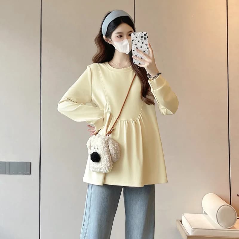 Sweat-shirt de maternité pour printemps et automne, simple, décontracté, mignon, ample, confortable,
