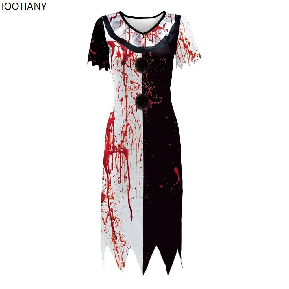 Robe de Cosplay de Clown Maléfique pour Femme, Tenue d'Halloween, de Film d'Horreur, de Barrage, de