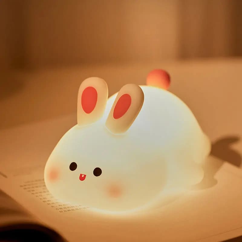 Veilleuse LED en forme d'animal mignon (lapin, éléphant) avec capteur tactile, veilleuses pour enfan