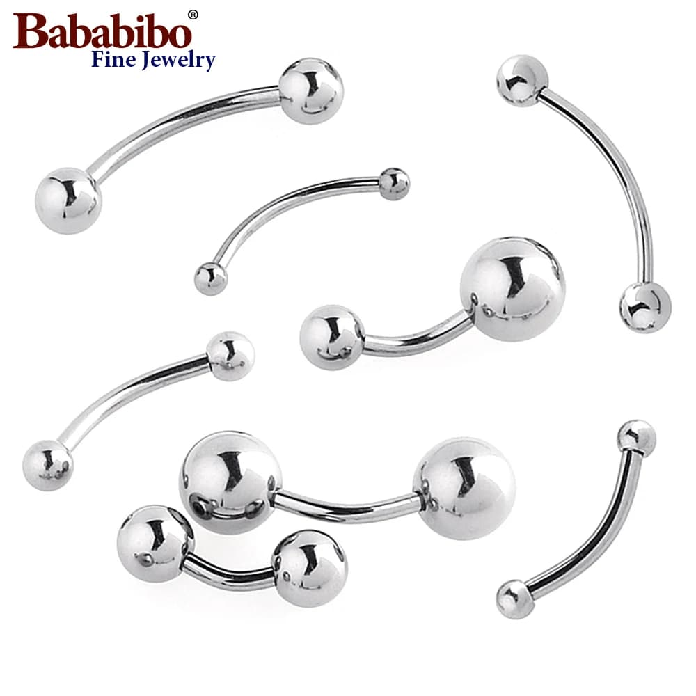 Barre de perçage banane incurvée 6 ~ 16mm, boule 3 4 5 6 8mm 100% titane 14G 16G 1.2mm 1.6mm, bijoux