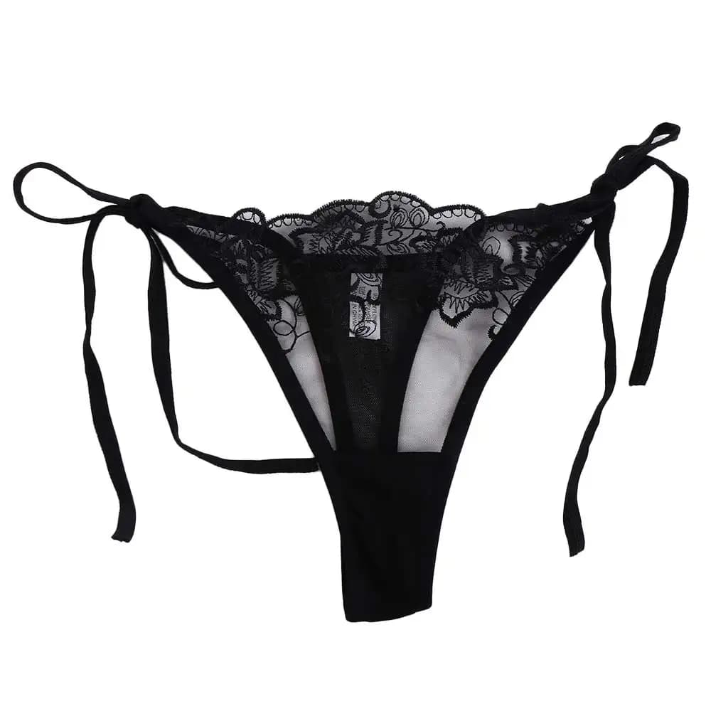 Sous-vêtement en coton avec broderie en dentelle pour femme, lingerie ajourée, culotte courte