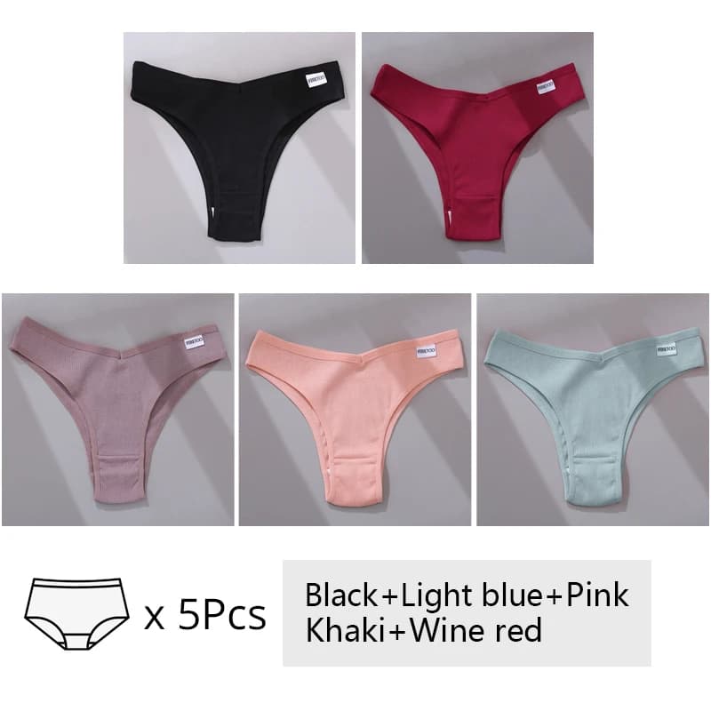 5 pièces/ensemble femmes coton culotte brésilienne taille V sous-vêtements féminins sous-vêtements c