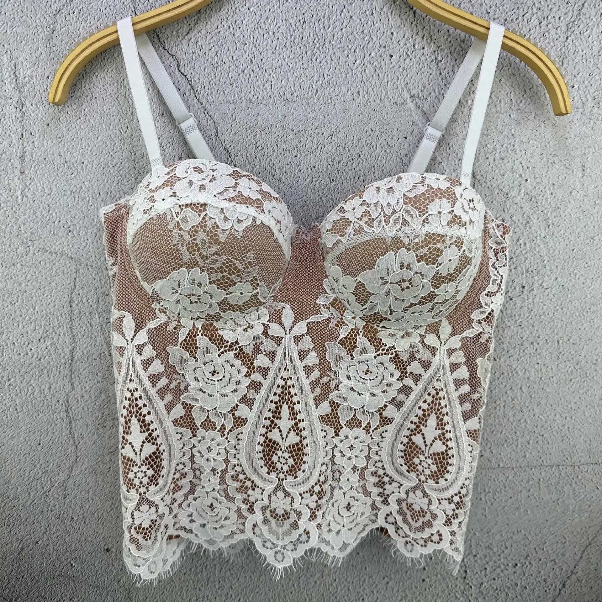 Bustier en dentelle florale élégant pour femme, corset sexy en dentelle pour femme, crop top amincis
