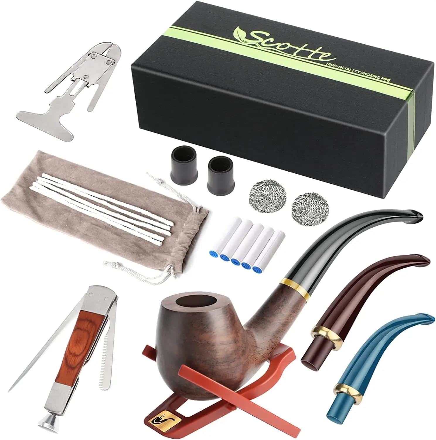 Boîte à tabac en bois de poire faite à la main Scotte, boîte-cadeau, accessoires pour fumer