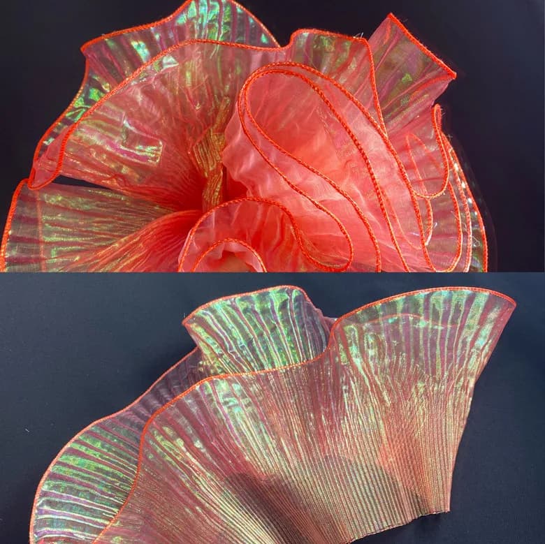 Tissu en dentelle bleue plissée effet sirène, 1 mètre, Lustre néon Laser pour femmes, robe de 15CM d