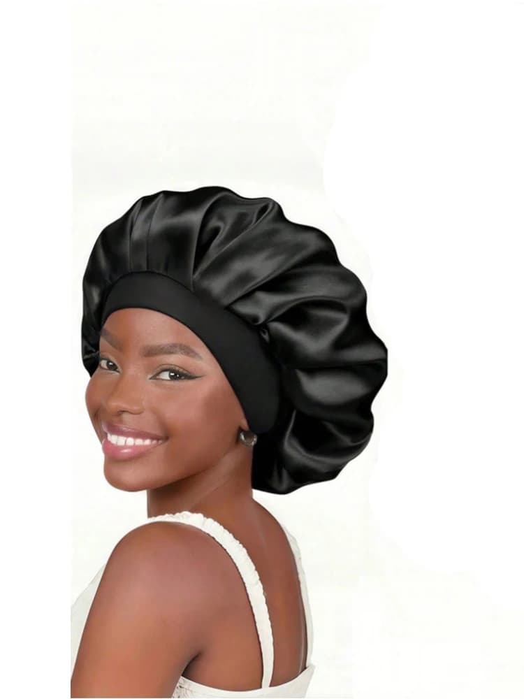1 bonnet de nuit en soie – sac à cheveux en satin pour cheveux bouclés/naturels, bande élastique dou