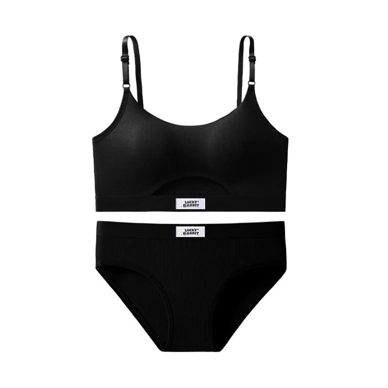 Ensemble bikini taille basse pour femme, soutien-gorge, culotte, solide, sans couture, lingeries sex
