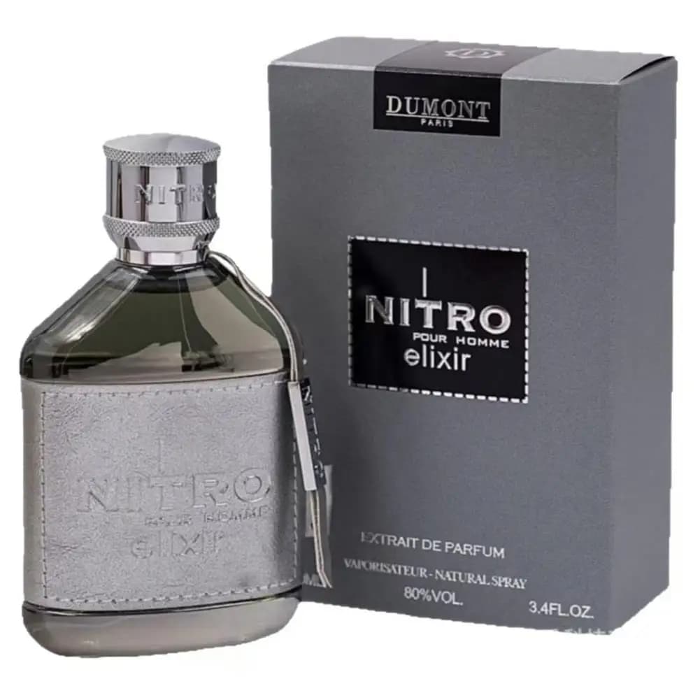 Parfum pour homme Dumont Nitro, série Eau de Toilette, NITRO POUR HOMME, Elixir, rouge, bleu, cuir,
