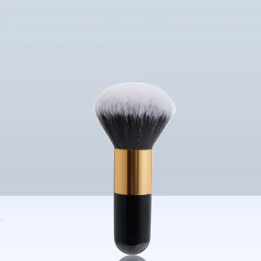 Grand manche rond pinceau à poudre pinceaux de maquillage noirs moelleux doux professionnel poudre f