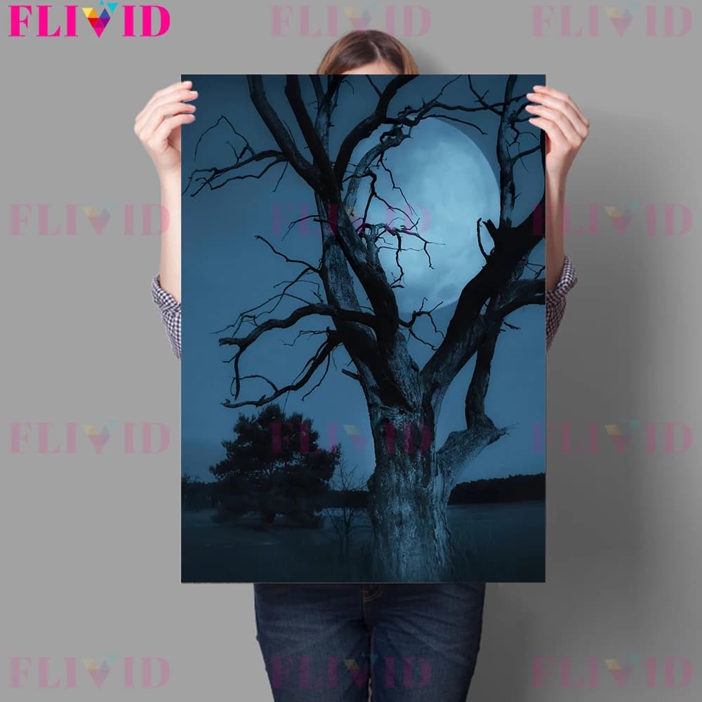 Deadwood la nuit de la pleine lune, peinture sur toile d'art mural vintage, la maison noire des chut