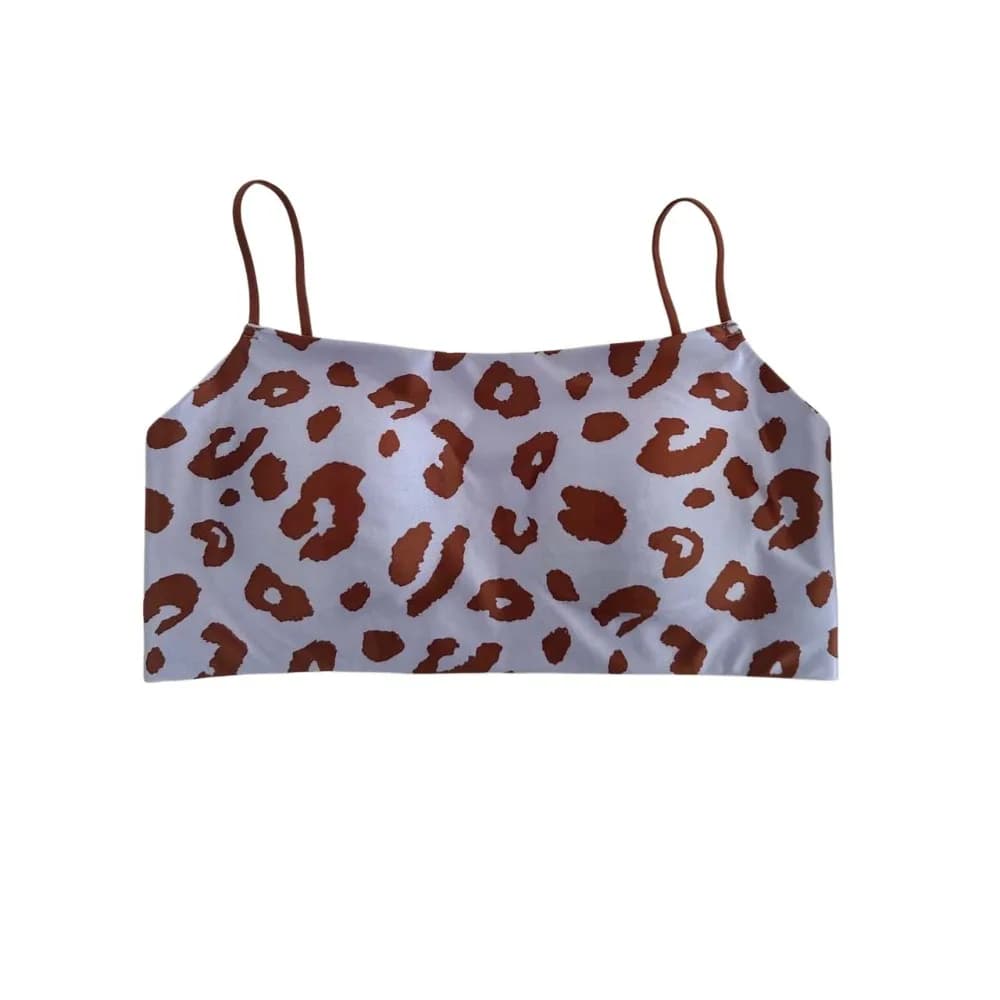 Soutien-gorge sans fil en satin à fines bretelles, imprimé léopard, col bateau, brassière antichoc s