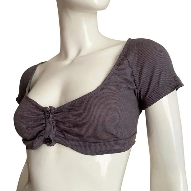 Motif à rayures décontracté hauts chic coton mode Y2K hauts mignon silm rock esthétique urbain emo f