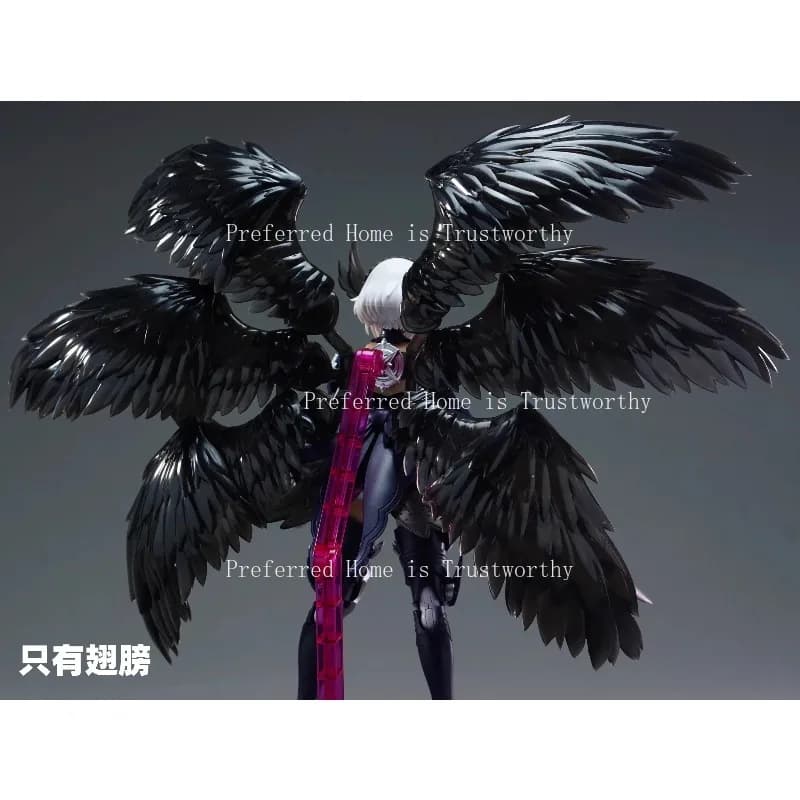 Série de couleurs unies à six ailes en plumes noires et blanches (sans support de corps, seulement s