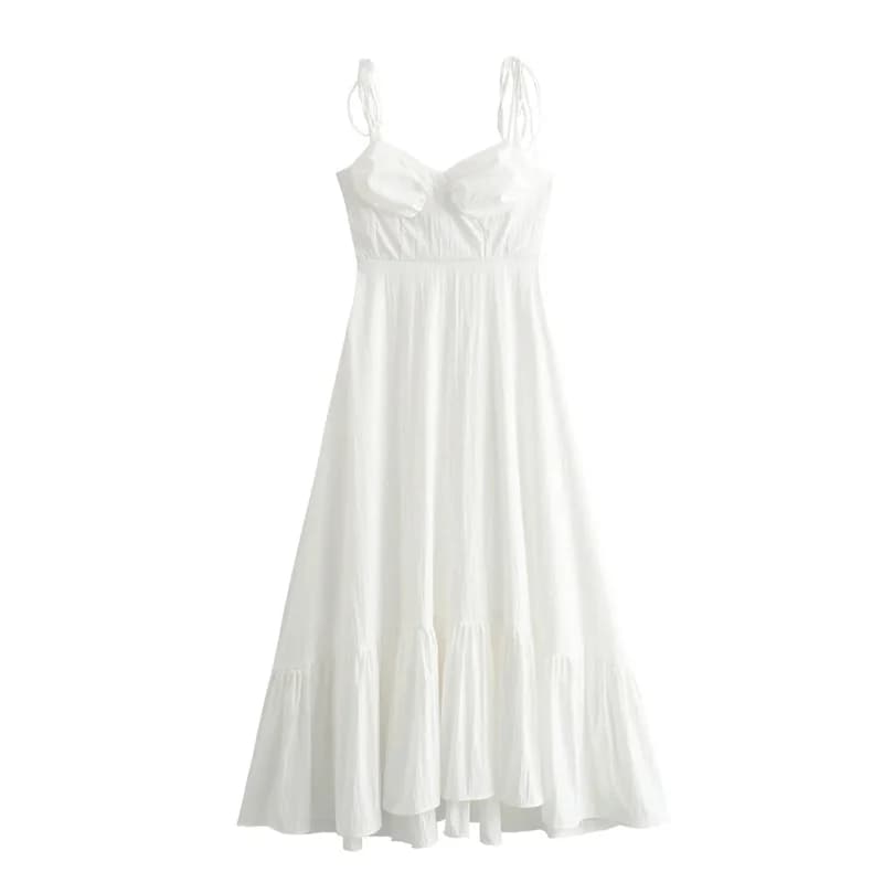 MUJER blanc Corset robe femme à volants Slip longues robes pour femmes 2025 sans manches dos nu robe