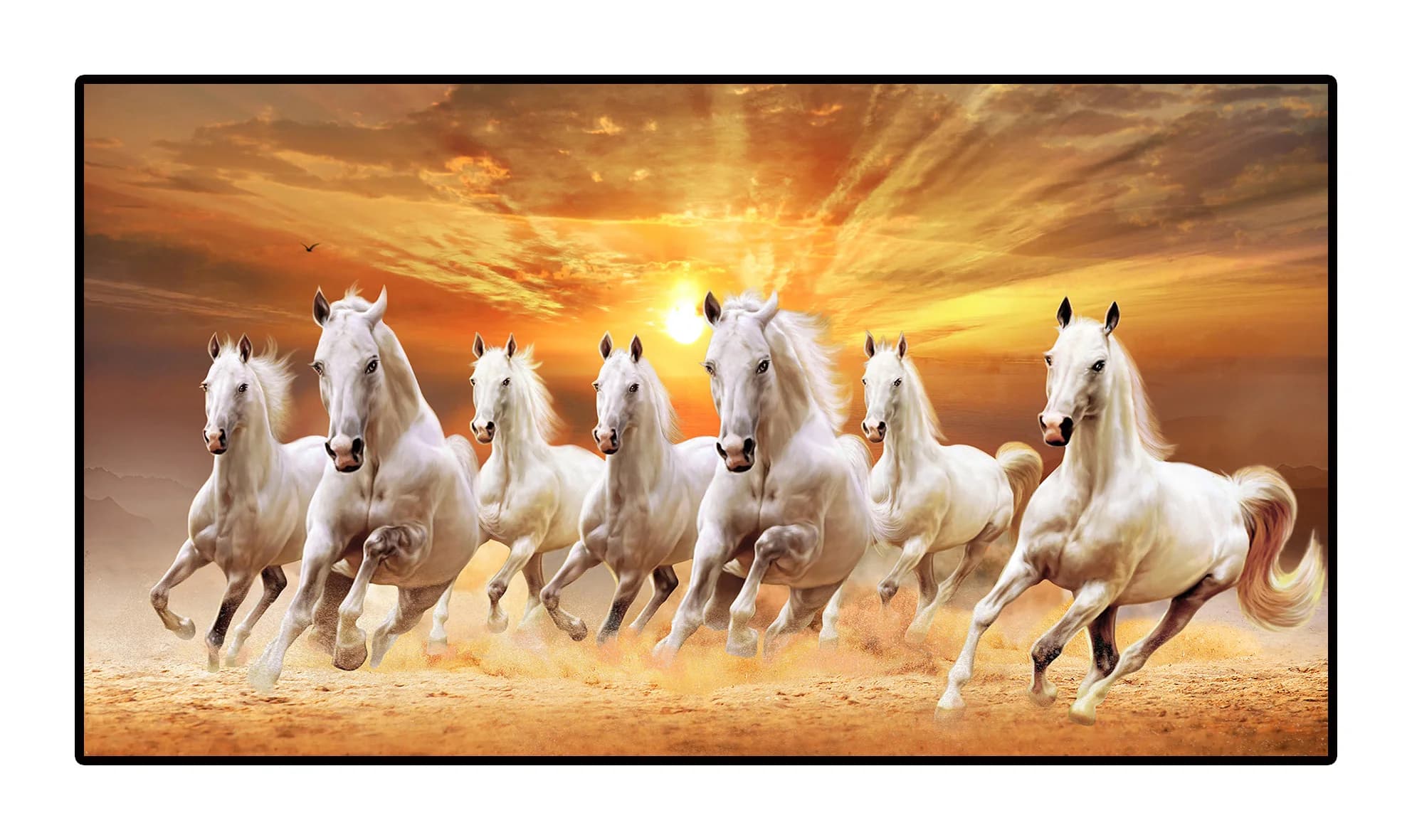 7 tableaux sur toile de chevaux blancs au galop, affiches et impressions d'animaux, art mural