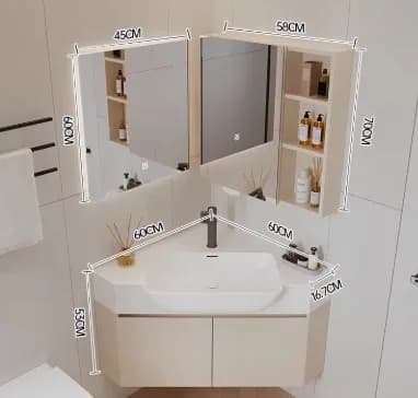 Nouvelle combinaison d'armoires de salle de bain triangulaires pour décoration intérieure, meuble d'