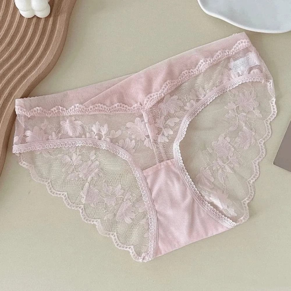 Culottes en dentelle transparente à fleurs, respirantes, taille basse, style français, pour femme