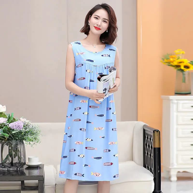 Été d'âge moyen et personnes âgées coton chemises de nuit en soie pyjamas robes pour femmes grande t