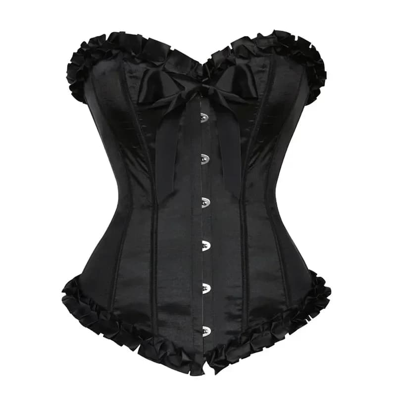 Haut Corset à lacets Vintage gothique rayé Sexy Satin surbuste Bustier Shaper victorien femmes Korse