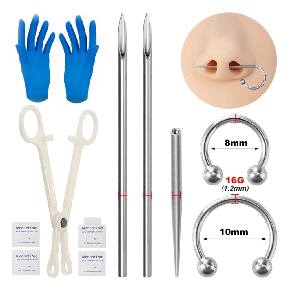 Kit de perçage corporel en acier chirurgical, aiguilles coniques filetées, bijoux de perçage pour lè
