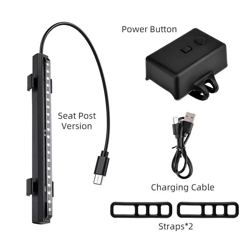 Feu arrière de vélo ESLNF RGB à fixation sur rail de selle, 1200 mAh, rechargeable Type-C, étanche I
