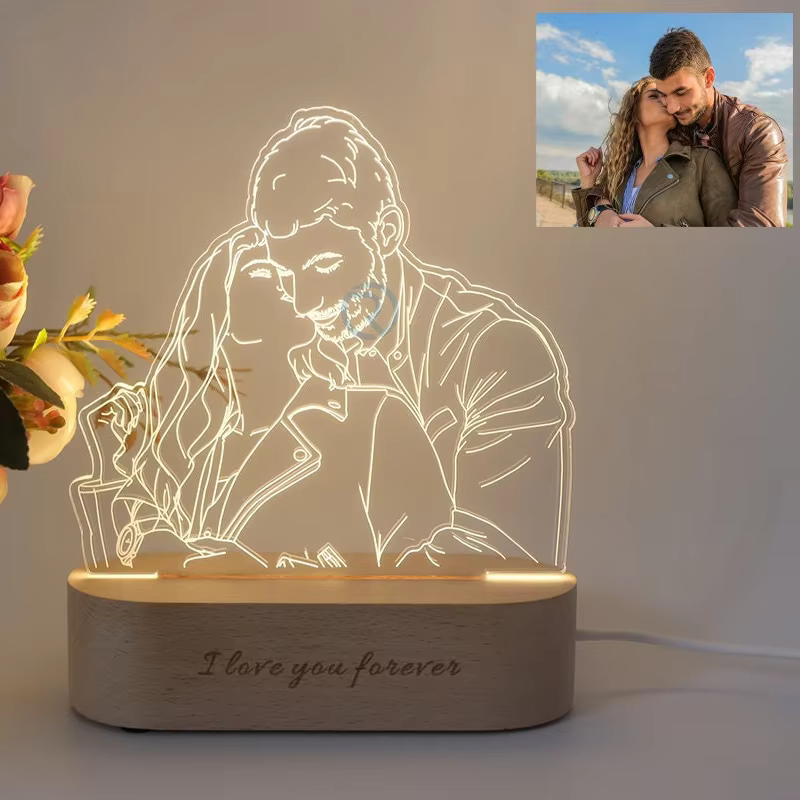 Cadeau personnalisé Photo lampe 3D personnalisé anniversaire de mariage cadeau de saint valentin vei