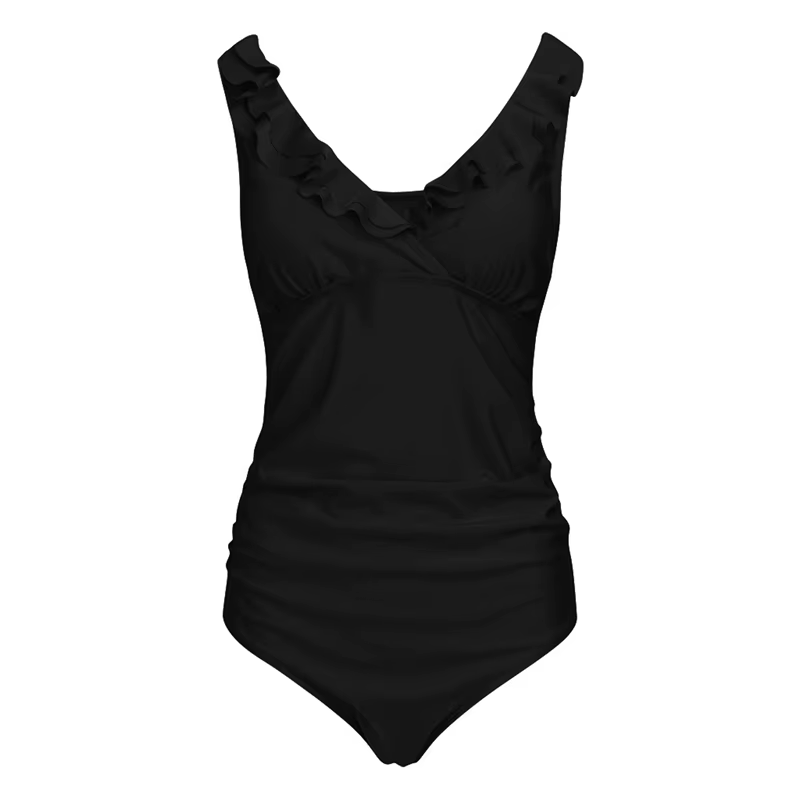 Femme enceinte Sexy maillot de bain maternité solide dos nu Bikinis Falbala à volants maillots de ba