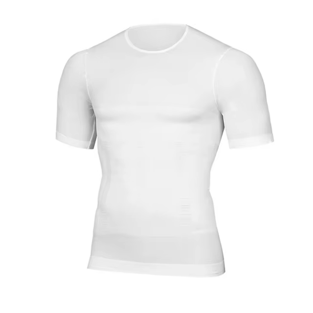 Hommes corps Shapers Fitness élastique Abdomen ajustement serré à manches courtes chemise débardeurs