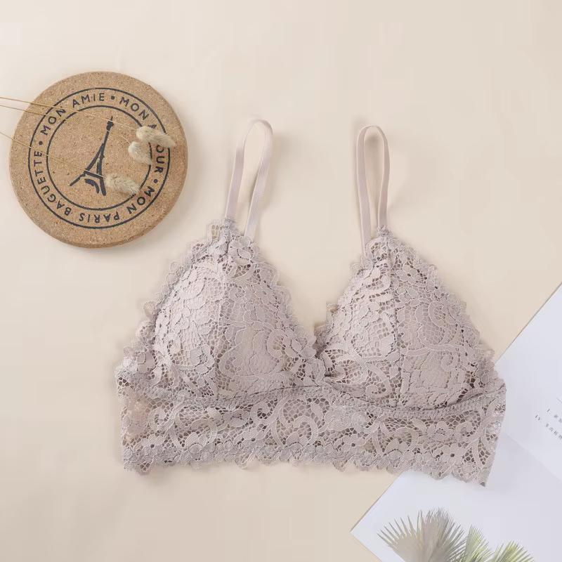 Bralette triangle pour femme, style français, soutien-gorge sans fil, lingerie sexy, soutien-gorge r