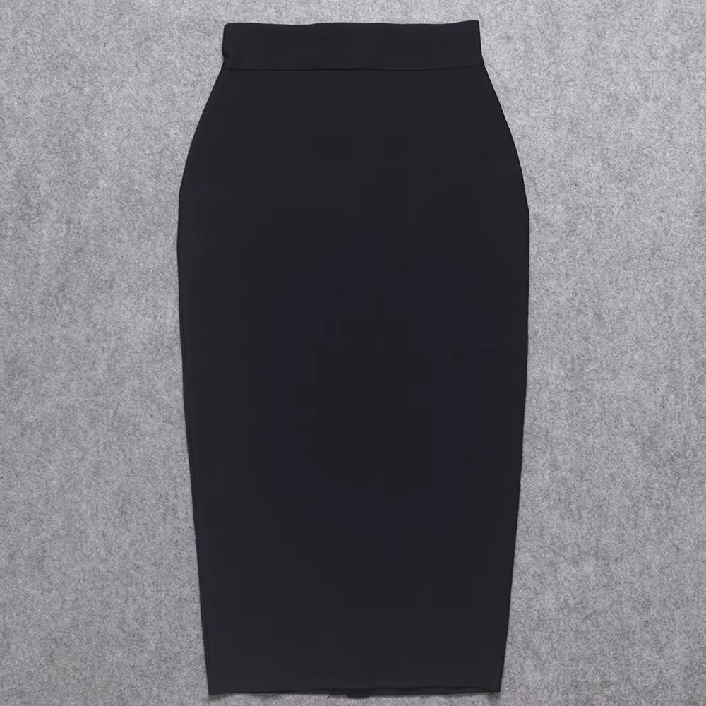 WillBeNice-Jupe crayon taille haute pour femme, jupe bandage midi sexy, fourche ouverte au dos, coul