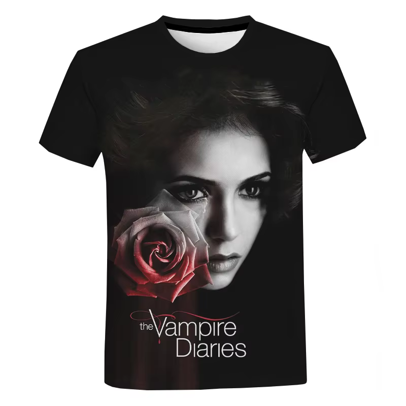 2021 Horror Série TV T-Shirt The Vampire Diaries 3D Imprimé Streetwear Hommes Femmes Mode Surdimensi