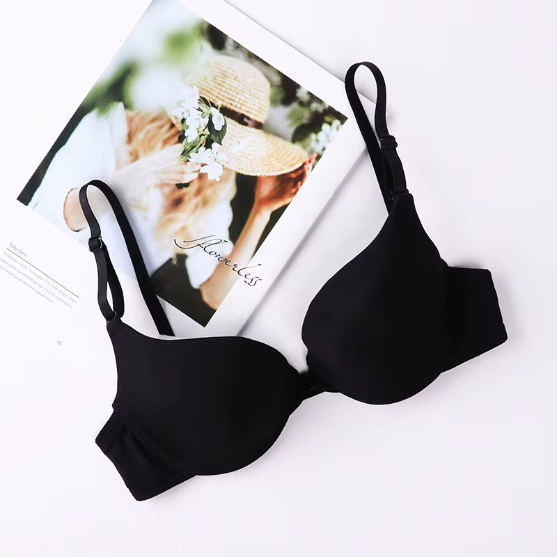 2025 nouvelle mode couleur unie soutien-gorge push-up A-B tasse bouton avant femmes Sexy Simple Ling