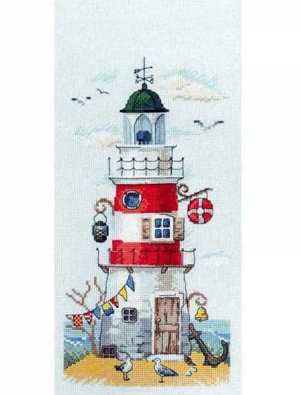 Kit de broderie au point de croix « Festival en bord de mer : Phare bleu ciel 25-39 »