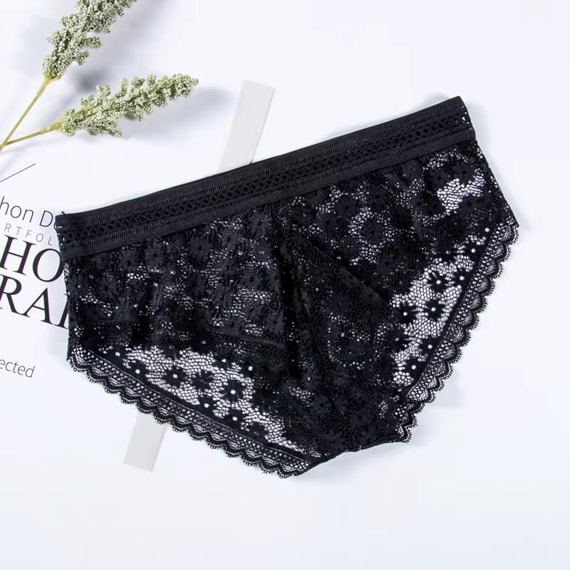 Culotte Sexy en Dentelle pour Femme, Sous-Vêtement à la Mode, Lingerie Taille Basse, Respirante, Sli