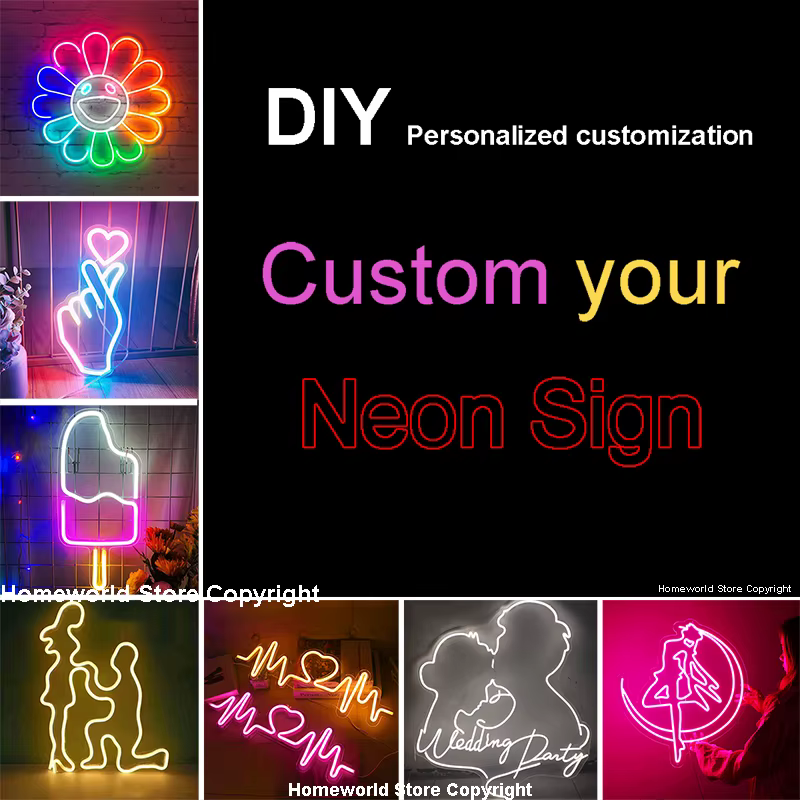 Enseigne au néon personnalisée bricolage lampe de nuit LED privée ampoules boutique Logo Pub magasin